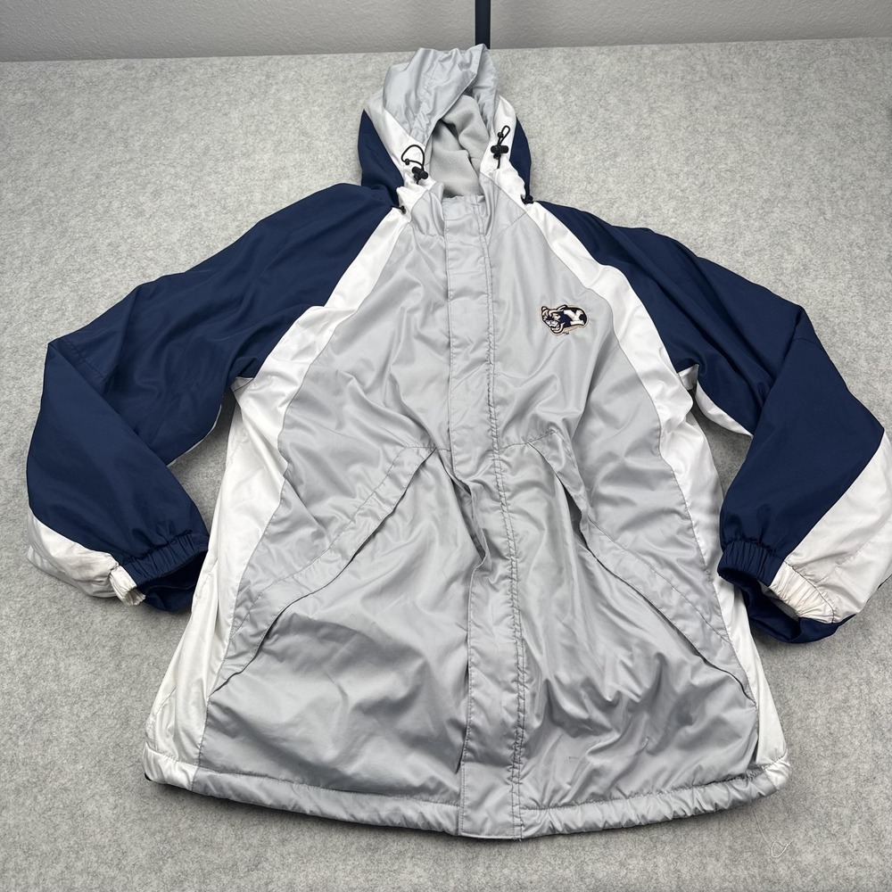 VTG BYU Cougars Jacket Mens Large NCAA Football Red Oak Hooded Full Zip *Stain*